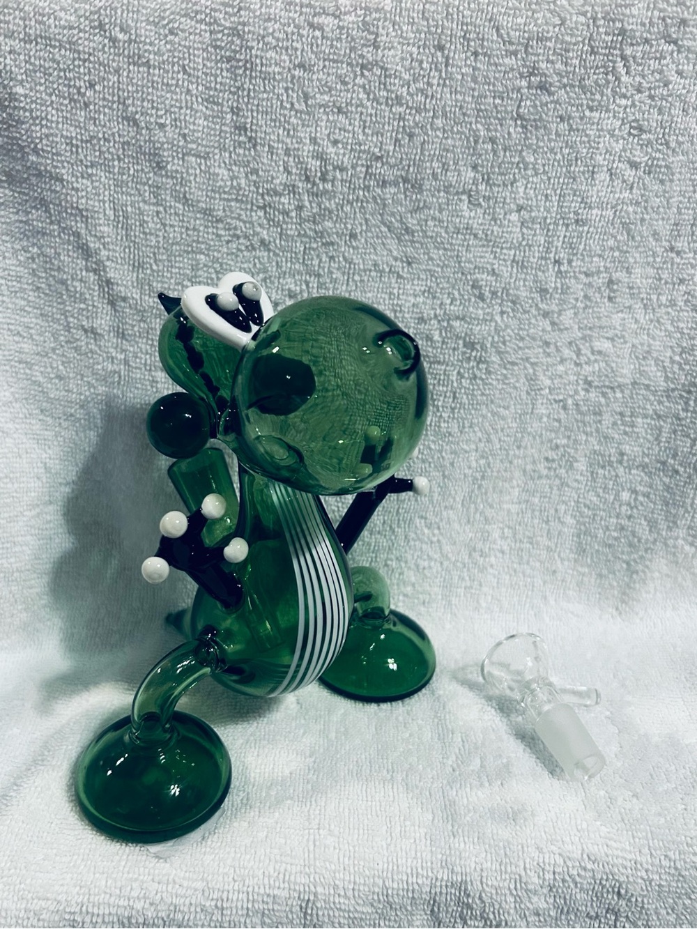 Green Glass Art Dino Sculpture Water Piece